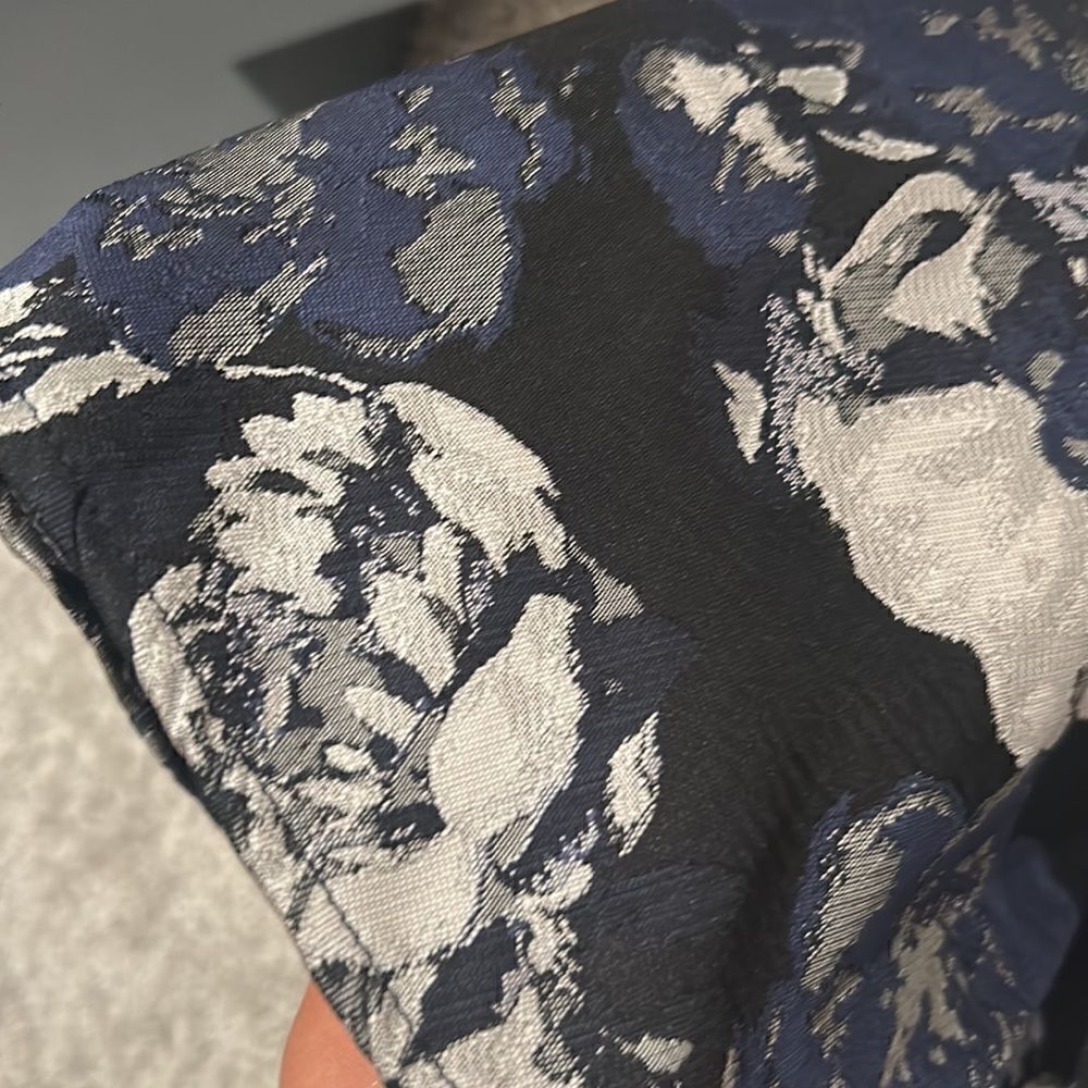 New Eva Franco for Anthropologie Blue/Silver Floral Brocade Midi Dress Sz 8 NWT - Picture 5 of 13
